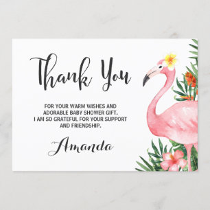 水彩画のFlamingleのフラミンゴのサンキューカード サンキューカード