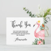 水彩画のFlamingleのフラミンゴのサンキューカード サンキューカード (スタンド正面)