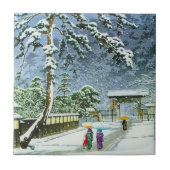 水彩画のHonmonjiのクールな東洋の日本の寺院 タイル (正面)