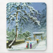 水彩画のHonmonjiのクールな東洋の日本の寺院 マウスパッド (正面)