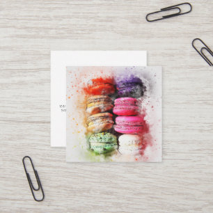 水彩画のMacaronのクッキーの名刺 スクエア名刺