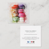 水彩画のMacaronのクッキーの名刺 スクエア名刺 (正面/裏面)