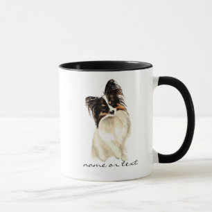 水彩画のPapillon犬、ペット マグカップ