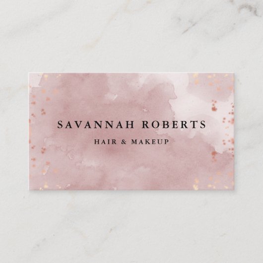 水彩画のrosegoldのグリッターの名刺 名刺 (正面)