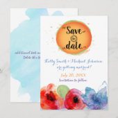 水彩画のSave The Date 花の夏の招待状 招待状 (正面/裏面)