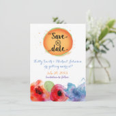 水彩画のSave The Date 花の夏の招待状 招待状 (スタンド正面)