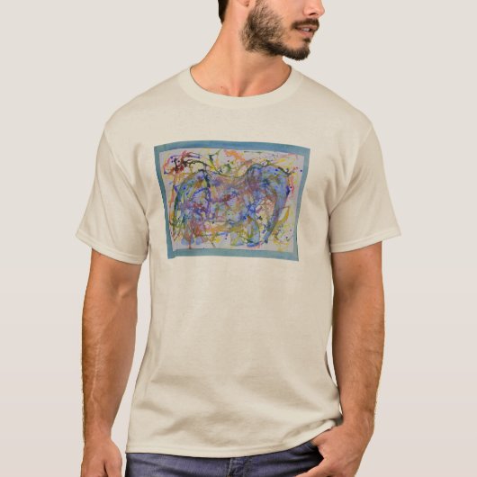 水彩画のSquiggle象カード Tシャツ (正面)