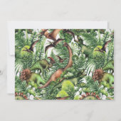 水彩画のT-Rex恐竜の誕生日パーティーの写真 サンキューカード (裏面)