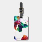 水彩画のWanderlustの世界地図 ラゲッジタグ (正面縦)