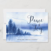 水彩画のwinter湖の休日の平らなカード 招待状 (正面)