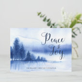 水彩画のwinter湖の休日の平らなカード 招待状 (スタンド正面)
