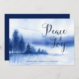 水彩画のwinter湖の休日の平らなカード 招待状