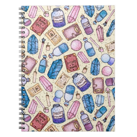 水彩画のWitchyパターン ノートブック (正面)