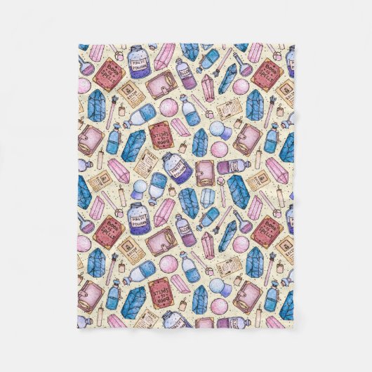 水彩画のWitchyパターン フリースブランケット (正面)