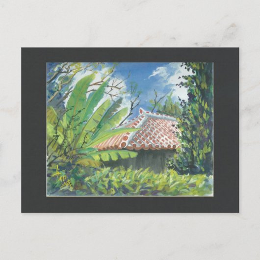 水彩画はがき 沖縄 フクギ ポストカード (正面)