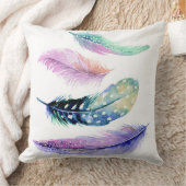 水彩画はクッションに羽をつけます クッション (ブランケット)