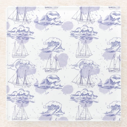 水彩画はパターンを振りましたり及び出荷します ガラスコースター (正面)