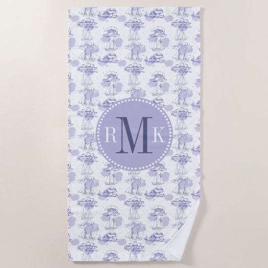 水彩画はパターンを振りましたり及び出荷します ビーチタオル (正面)