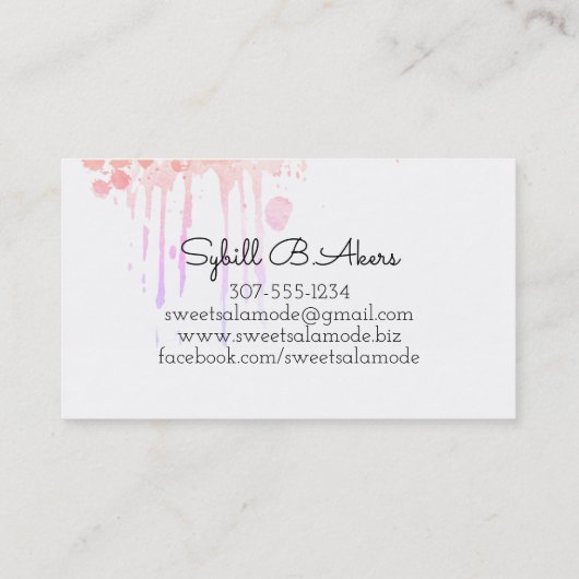 水彩画はパン屋のシェフの名刺を払います 名刺 (裏面)