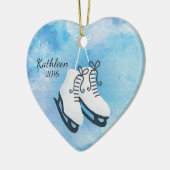 水彩画はパーソナライズなクリスマスアイススケートします セラミックオーナメント (左)