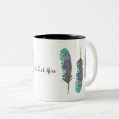 水彩画はパーソナライズなコーヒー・マグに羽をつけます ツートーンマグカップ (正面右)