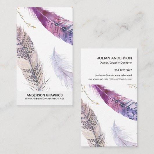 水彩画は名刺に羽をつけます 名刺 (正面/裏面)