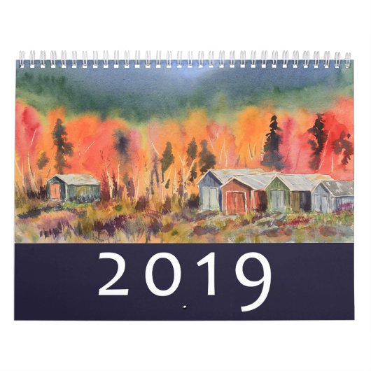 水彩画は壁2019年を美化します カレンダー (カバー)