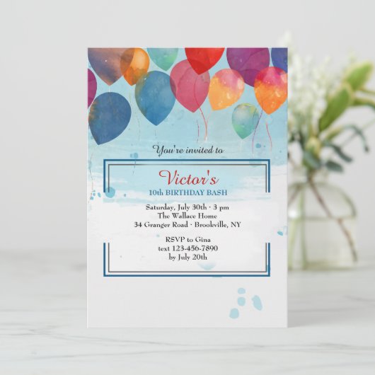 水彩画は招待状を風船のようにふくらませます 招待状 (スタンド正面)