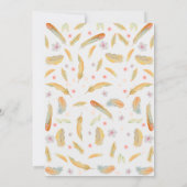 水彩画は枝角の花のBohoのベビーの誕生に羽をつけます 案内状 (裏面)