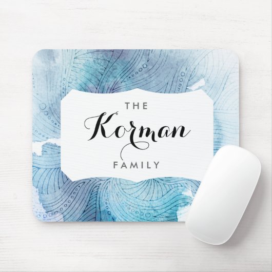 水彩画は絵を描かれるオーシャンブルーの紫色を振ります マウスパッド (マウス)
