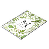 水彩画は花フレームのモノグラムのノートを去ります ノートブック (左側)