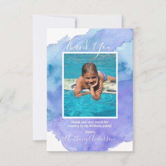 水彩画は警官の誕生日|の写真感謝していしています 招待状 (正面)