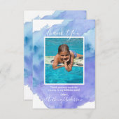 水彩画は警官の誕生日|の写真感謝していしています 招待状 (正面/裏面)