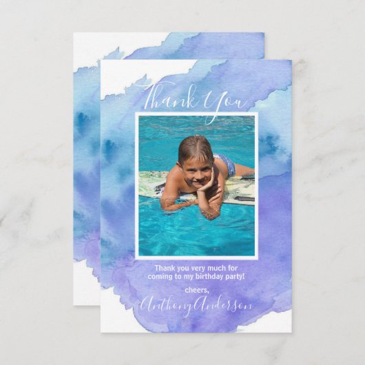 水彩画は警官の誕生日|の写真感謝していしています 招待状 (正面/裏面)