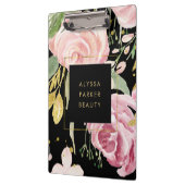 水彩画は黒の|のピンクそして金ゴールドの花柄咲きます クリップボード (左)