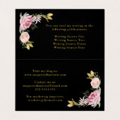 水彩画は黒の|のピンクそして金ゴールドの花柄咲きます 名刺 (内部フラット)