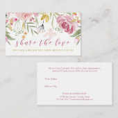 水彩画は|のピンクおよび金ゴールドの花柄の紹介咲きます 紹介カード (正面/裏面)