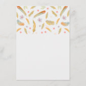 水彩画はBohoの結婚式情報に羽をつけます エンクロージャーカード (裏面)