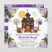 水彩画またはトリートハロウィーンベビーショア 招待状 (正面/裏面)