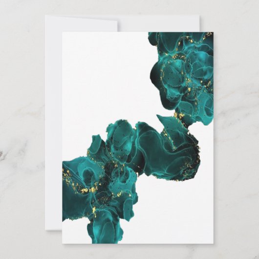 水彩画アナスタシア ブラック&グリーン 招待状 (裏面)