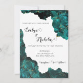 水彩画アナスタシア ブラック＆グリーン 招待状 (正面)