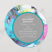 水彩画アートの誕生日パーティー 招待状 (正面/裏面)