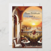 水彩画イタリアンサンセットウェディング 招待状 (正面)