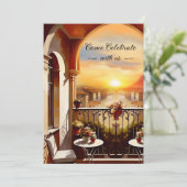 水彩画イタリアンサンセットウェディング 招待状 (スタンド正面)