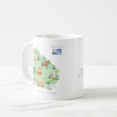 水彩画イラストマップ ウルグアイ | モノグラム コーヒーマグカップ (正面左)