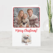 水彩画イラストレーションメリークリスマスフォト カード (正面)