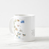 水彩画イラスト ギリシャ地図 | モノグラム コーヒーマグカップ (正面左)