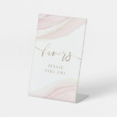 水彩画インクピンクウィズペデスタル 台座サイン (正面)