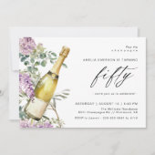 水彩画エレガント色女子50誕生日 招待状 (正面)