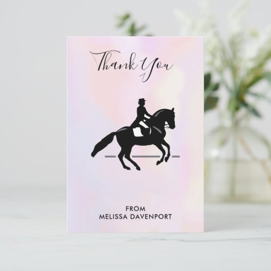 水彩画エレガント面のドレスージライダー サンキューカード (スタンド正面)